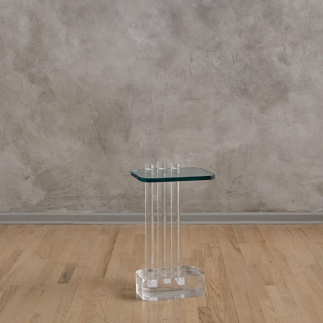 Modern Petite Glass + Lucite Side Table by Les Prismatique, 1980s For Sale - Image 3 of 6