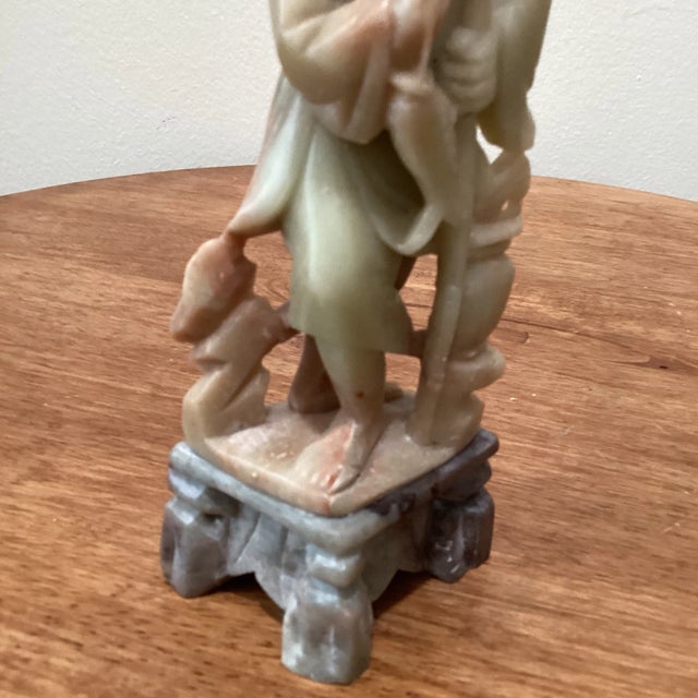 Early 20th Century Antique Carved Chinese Shoushan Hard Stone Fisherman Sculpture Statue For Sale - Image 9 of 13