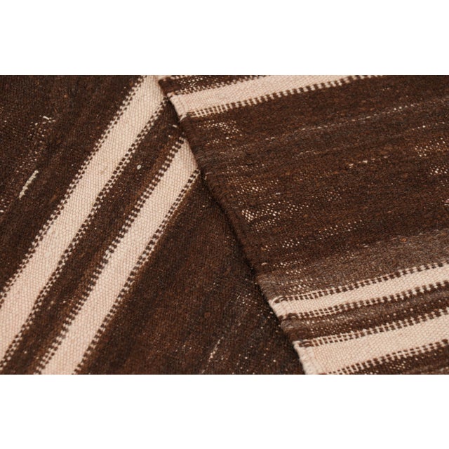 Textile Vintage Moroccan Kilim Runner Rug With Beige-Brown Stripes, From Rug & Kilim For Sale - Image 7 of 7