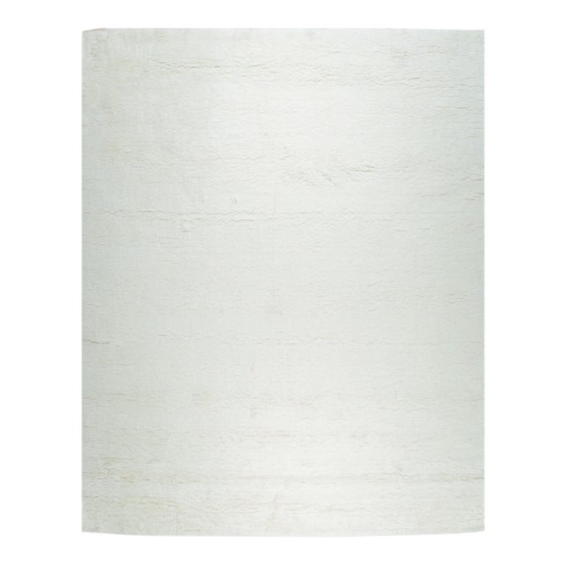 8x10 Willow Sarrah Ivory Solid Open Field Contemporary Handmade Wool Carpet Rug For Sale