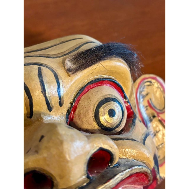 Tribal Vintage Hand-Carved Balinese Demon Mask With Articulated Jaw For Sale - Image 3 of 6