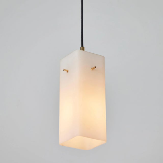 1960s Stilnovo Opaline Glass & Brass Pendant, Unmarked For Sale - Image 9 of 12