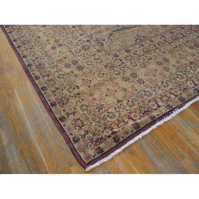Persian 1880s Ivory Antique Classic Floral Medallion Design Fine Kerman Oversized Rug For Sale - Image 3 of 6