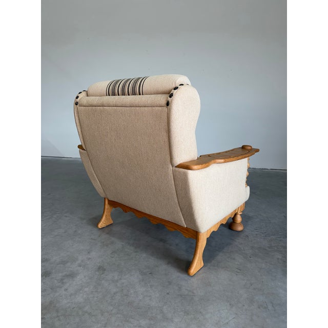 Mid-Century Modern Mid Century Danish Brutalist Henning Kjaernulf Style Oak Lounge Chair For Sale - Image 3 of 7