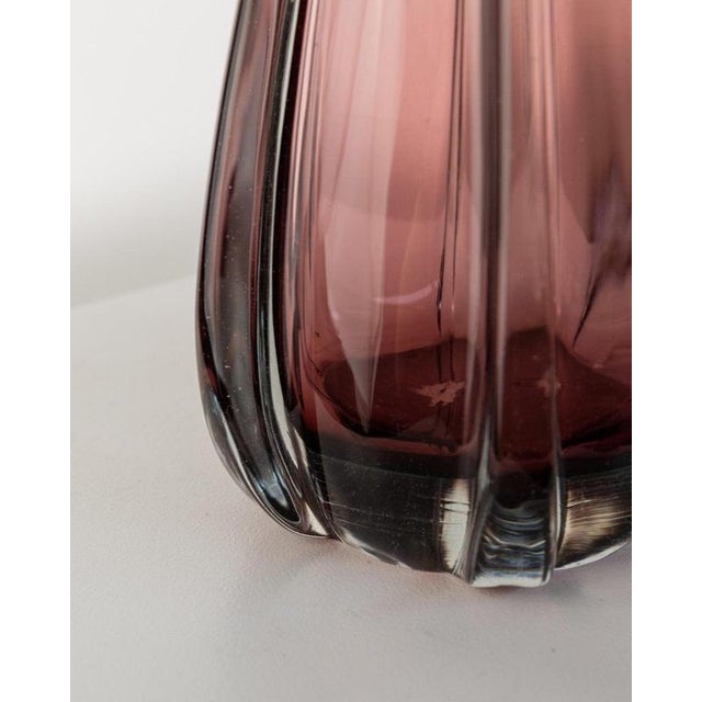 Vintage Italian Murano Glass Vase in Berry Tone, 1960s For Sale - Image 4 of 11