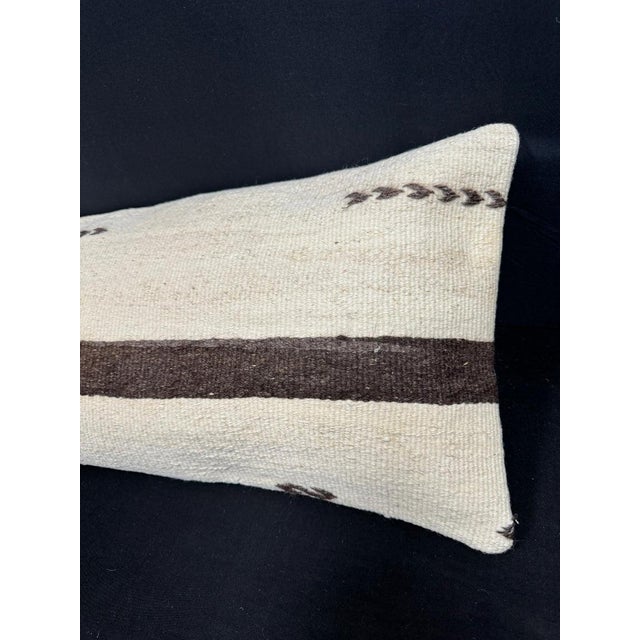 Turkish Hemp Pillow Cushion Natural Beige Brown Cushion Cover 14x40 For Sale - Image 4 of 4