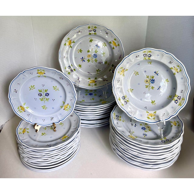 French Country 1970 Longchamp Printemps French Faience Dinnerware Service - 82 Pieces For Sale - Image 3 of 18