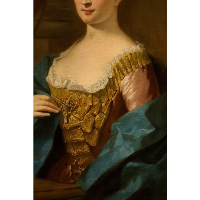 Follower of Jean-Baptiste Van Loo, Portrait of a Lady, 1730, Oil on Canvas, Framed For Sale - Image 6 of 14