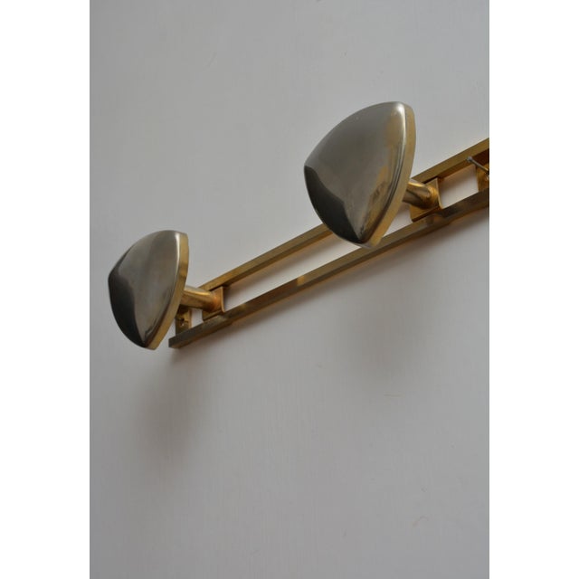 1940s Art Deco Shield-Shaped Coat Hooks in Gilt and Silver Metal, 1940s For Sale - Image 5 of 12