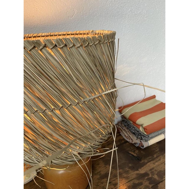 Vintage Wood and Straw Lamp, 1950s For Sale - Image 11 of 18