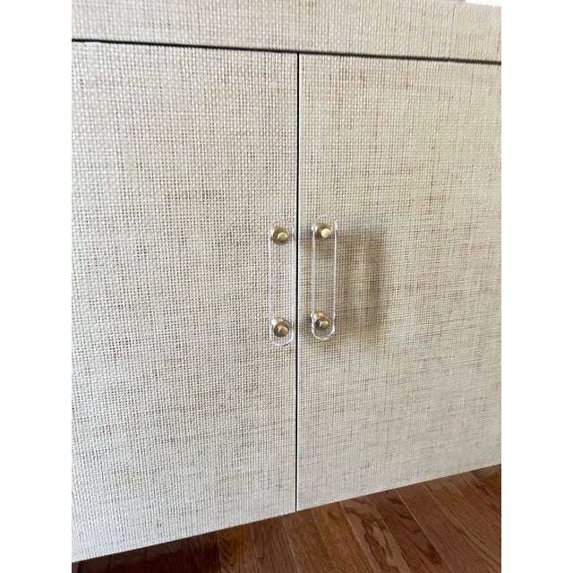 Beige Kravet Covered Grasscloth Sideboard, Attributed For Sale - Image 8 of 9