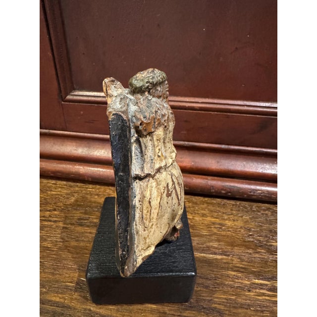 Figurative 19th Century Santos Sculpture- Christ Bearing the Cross on Stand- Terracotta For Sale - Image 3 of 10