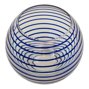 Barbini Murano Spiral Stripe Vase or Bowl Hand-Blown 1970's Italy