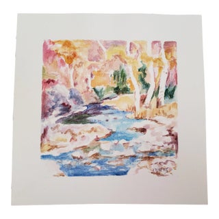 Original Fauvism Watercolor Landscape by Baltimore Artist Jane Byers For Sale