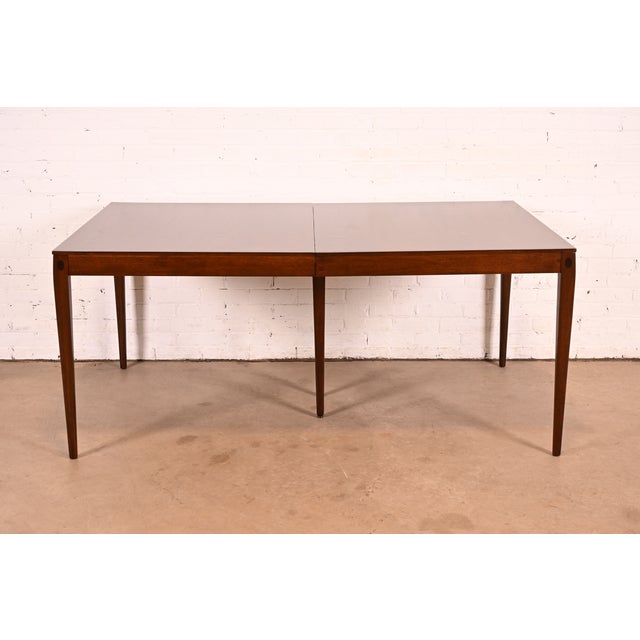 Kipp Stewart for Directional Mid-Century Modern Walnut Extension Dining Table | Newly Refinished For Sale - Image 9 of 16