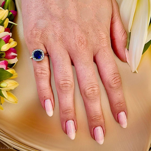 Natural Quality Sapphire and Diamond Ring Size 6.5 14k White Gold 2.25 TCW Certified $3,950 311702 This is a Unique Custom...