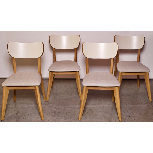 1960s Vintage Contemporary Birch & Vinyl Dining Chairs Set of 4 Chairish