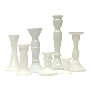 Mixed White Ceramic Candle Holder Curation - Group of 7