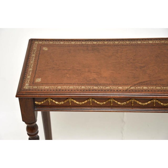 Vintage Georgian Style Leather Top Console Table, 1950 For Sale - Image 6 of 13