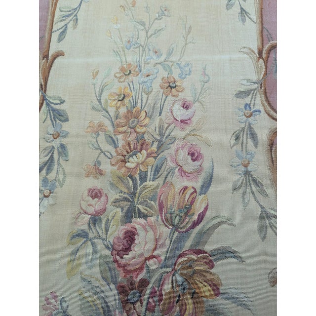 Antique Early 1800s French Louis XV Style Three-Panel Screen in Wood Frame With Floral Tapestry Panels For Sale - Image 9 of 14