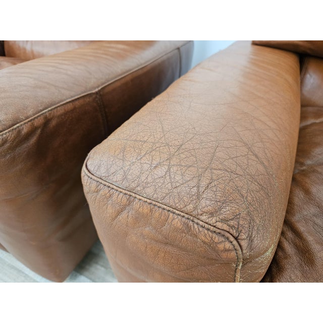 Osaka Brown Leather Armchairs by Moroso, 1980, Set of 2 For Sale - Image 10 of 18