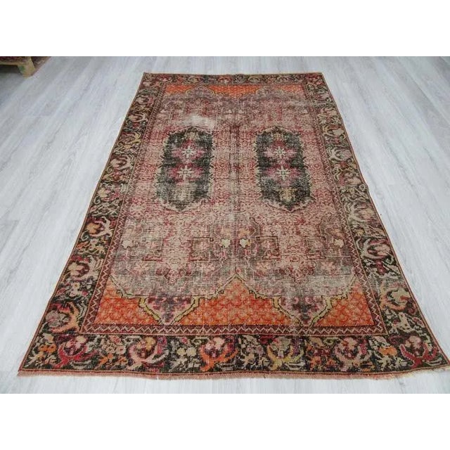 Turkish Distressed Vintage Turkish Rug - 4′11″ × 7′10″ For Sale - Image 3 of 5