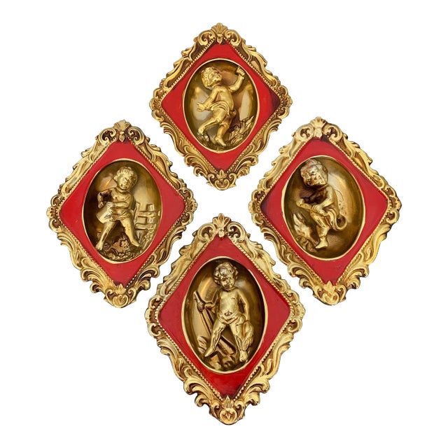 1960s Four Seasons Cherub Wall Plaques Set Chairish