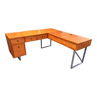 Inbox Zero Furniture Nusaiba L-Shaped Lift-Top Cane Executive Desk For Sale