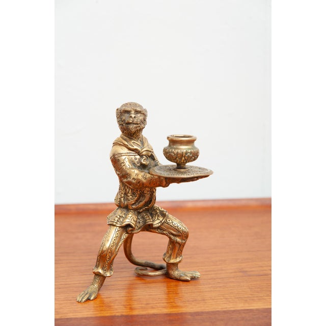 Monkey Candlesticks in Brass in Singerie Style, Set of 2 For Sale - Image 9 of 10