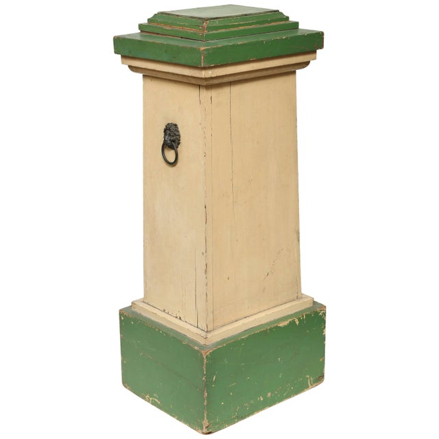 Wood Conservatory Pedestal in Original Paint With Lion Head Handles, England, 19th Century. For Sale - Image 7 of 7