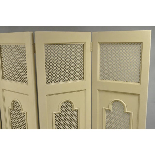 Vintage LRG Hollywood Regency 92" Tall 6 Panel Bone Lacquer Room Divider Screen For Sale - Image 4 of 18