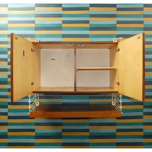 String Shelf with Wall Cabinet and Magazine Rack in Dark and White Ladders from Musterring International, 1960s For Sale - Image 6 of 17