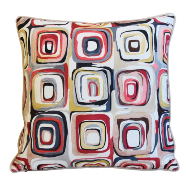 Designer Contemporary Modern Geometric Feather/Down Pillows 24" Square - Pair For Sale - Image 4 of 9