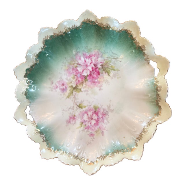 Antique Porcelain Cake Plate Floral Molded For Sale