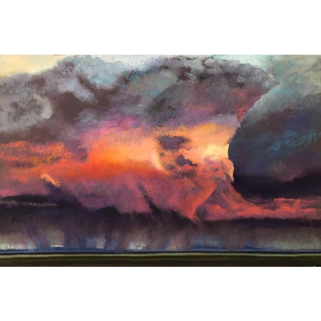 Bursting by Natasha Isenhour | Pastel depicting a vibrant sunset over a stormy sky. For Sale