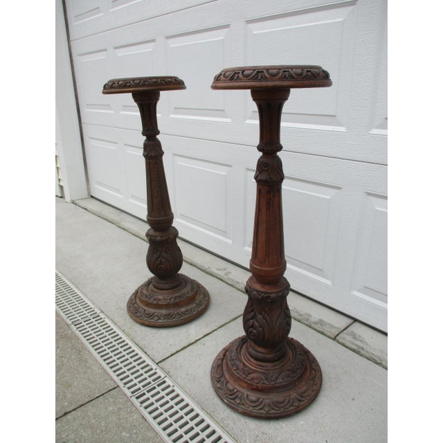 Early 20th Century Tall Vintage Baroque Style Wooden Plant Stands or Torchieres For Sale - Image 5 of 12
