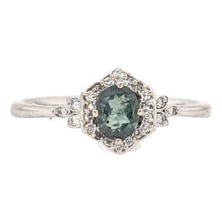 Natural Alexandrite Ring w Earth Mined Diamonds in Solid 14K Gold Oval 5x4mm For Sale