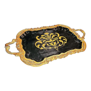1950s Black and Gold Plated Serving Tray