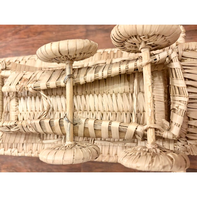 Tan Large Vintage Rattan Jeep Handmade Rare Land Rover Car & Tailor Detail Woven Decor For Sale - Image 8 of 12
