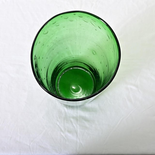Green English 19th Century Large Green Bubble Glass Vase For Sale - Image 8 of 10