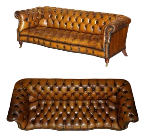 Vintage Hand-Dyed Brown Leather Serpentine Chesterfield Sofa