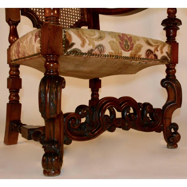 Pair of Spanish Baroque High Back Chairs For Sale - Image 4 of 11