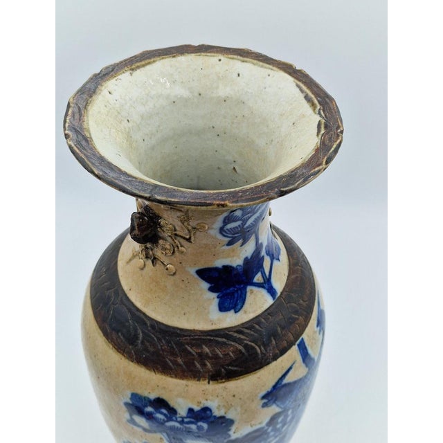 Antique Chinese Nanjing White and Blue Crackleware Vase, Late 19th Century For Sale - Image 6 of 18