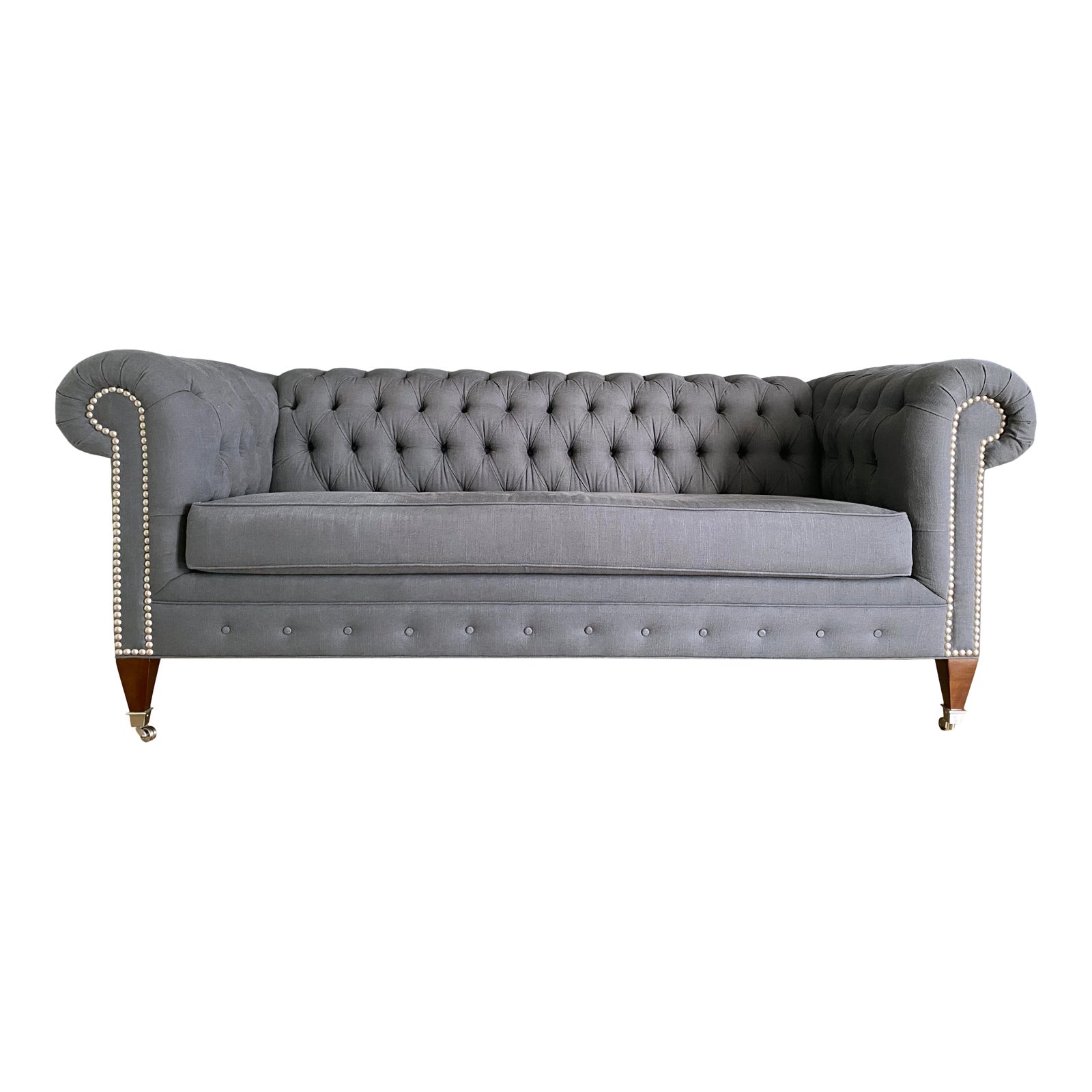 Gray Linen Chesterfield Sofa Chairish