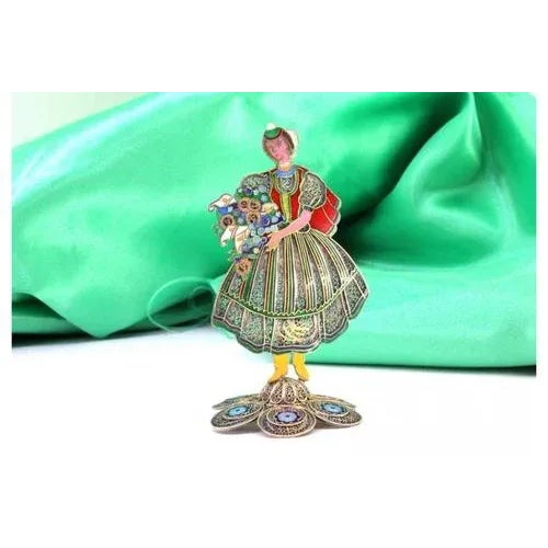 Madeiran Flower Seller in Enameled Filigree For Sale - Image 5 of 6