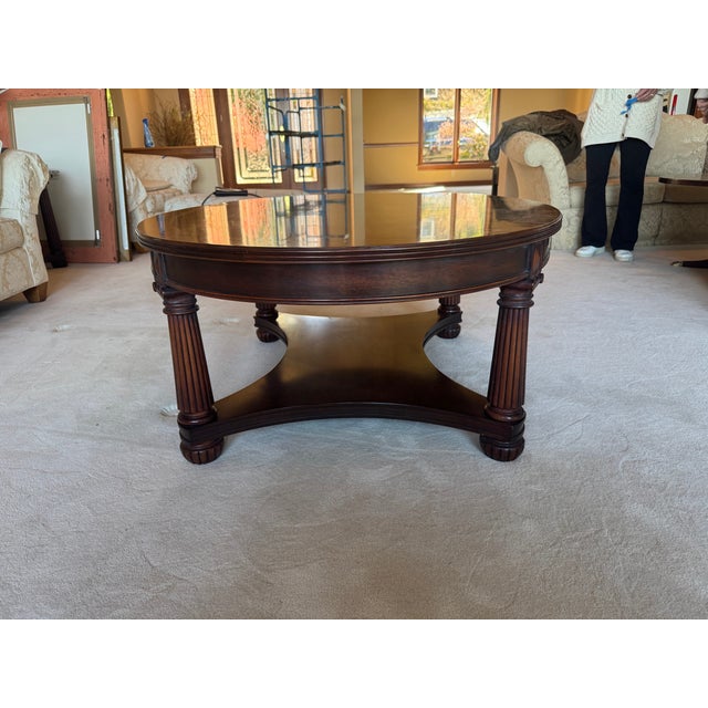 Henkel Harris Late 20th Century Henkel Harris Model 5249 Oval Mahogany Coffee Table [Cb] For Sale - Image 4 of 10