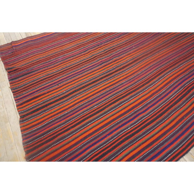 1950s Multi Field Geometric Stripe Vintage Turkish Decorative Kilim Rug For Sale In New York - Image 6 of 7