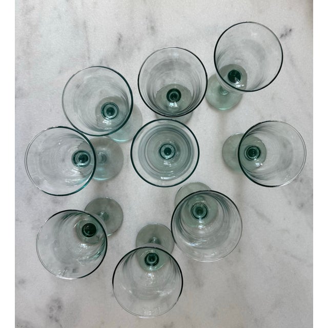 Set of 9 La Mediterranea Green Spanish Goblets For Sale - Image 9 of 12