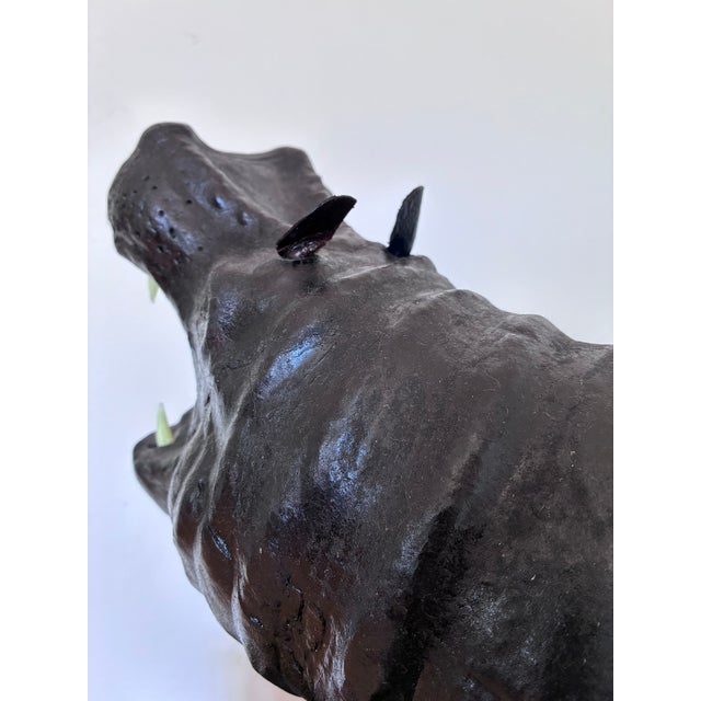 Large Vintage Handcrafted Leather Hippopotamus Statue For Sale - Image 10 of 10
