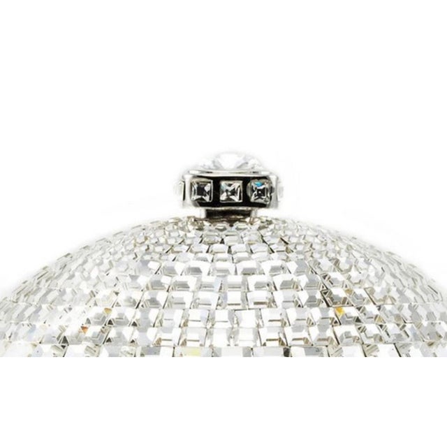 Art Deco 2015 Judith Leiber Disco Sphere Ball Rhine Ballroom Silver Bag Minaudière Crystal Shoulder Clutch For Sale - Image 3 of 12